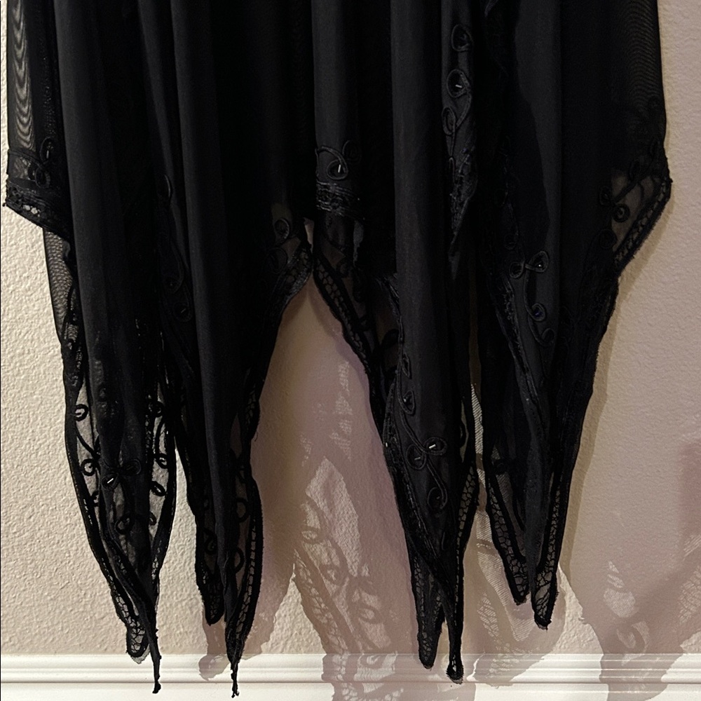 Elegant Black Sheer Dress with Lace Detail - Picture 13 of 16